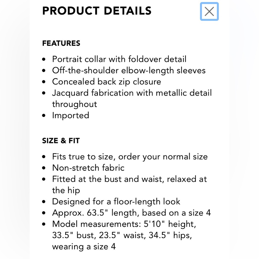 Teri Jon By Rickie Freeman Jacquard Folded Off-The-Shoulder Elbow Sleeve Gown 8 - Picture 6 of 10